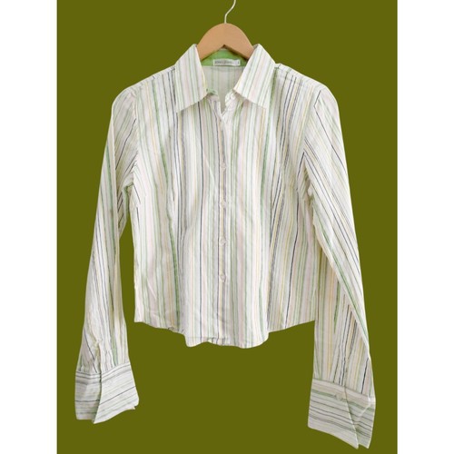 SOHO Jeans Pastel Multicolor Green Stripes Woven Shirt Jr. Sz Large NWOT - Picture 3 of 13