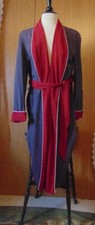 VTG 1940s State-O-Maine Gray Wine Rayon Gabardine Mens Smoking Jacket Robe 46