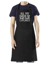 All You Need is Love and Cupcakes - Apron with Pockets, and Adjustable Neck Whit