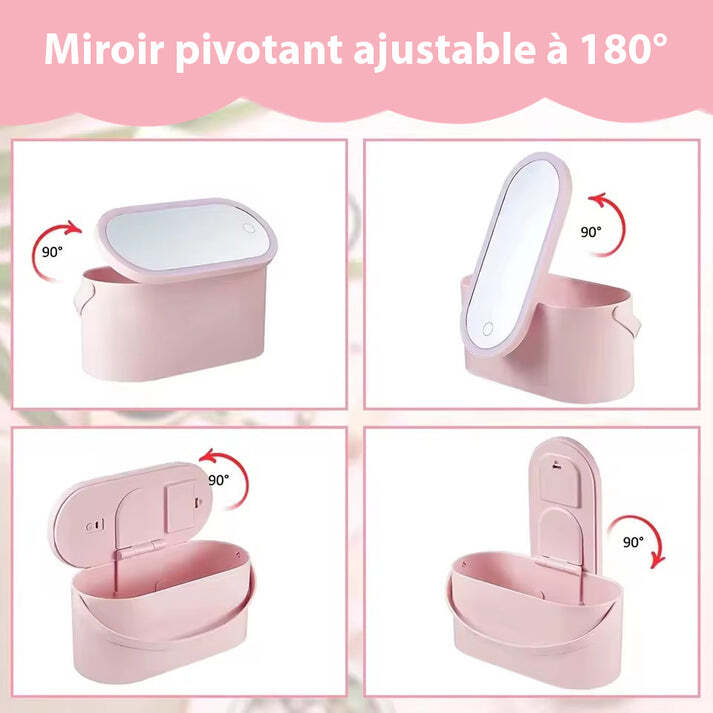 Boîte cosmétique miroir à intensité variable et rangements empilables - 4