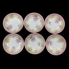 Antique 6 Germany Purple Lilac Floral Flower 5.3in Bowls Kitchen Dining Vintage