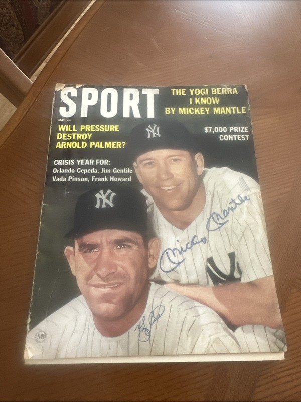 Mickey Mantle NY Yankees Signed Auto SPORT Magazine 1963 W Yogi Berra