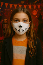 Masque D'Halloween En Tissu Lavable Pour Enfant Squelette Pour Le Trick Or Treat