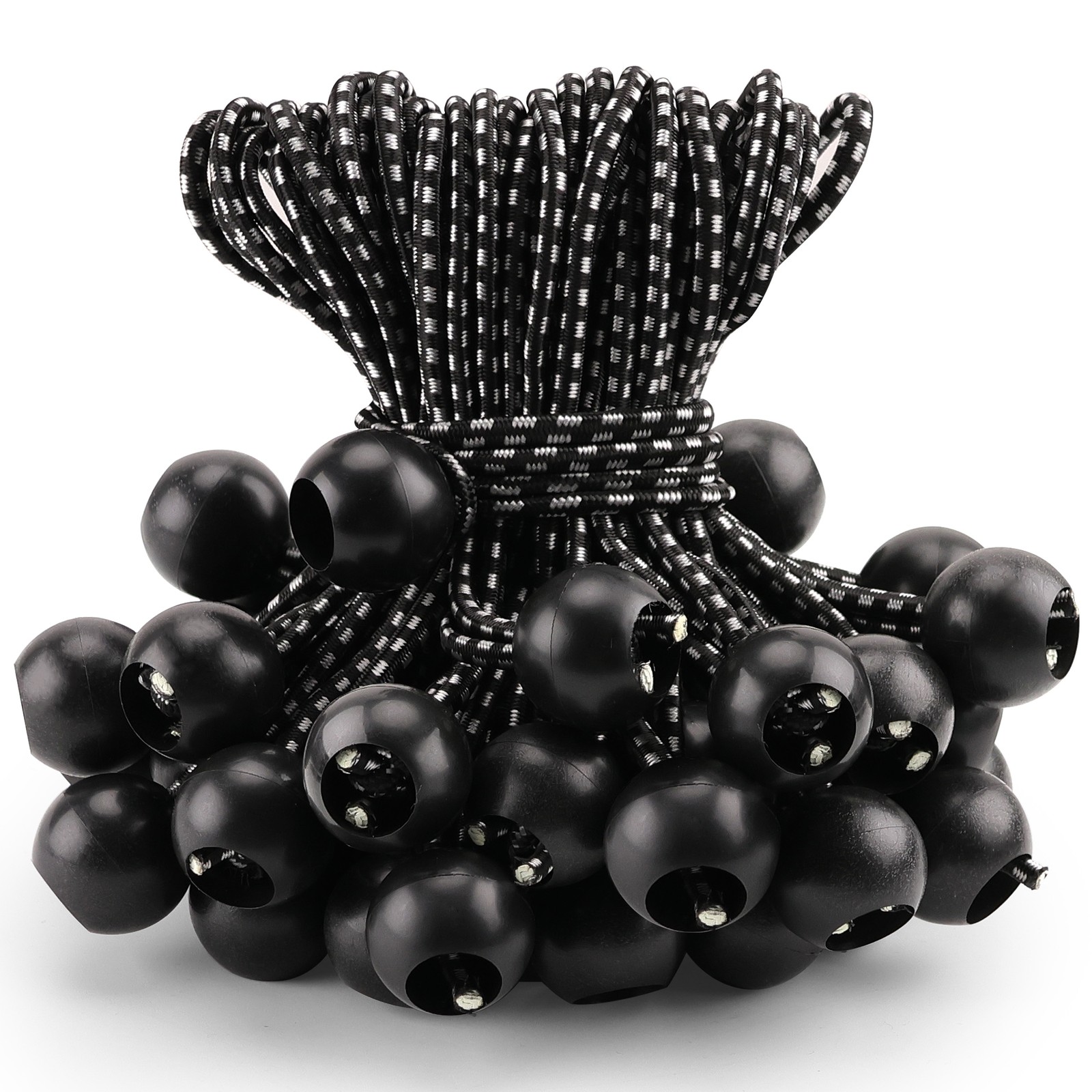 52PC 6" Elastic Ball Bungee Cords Canopy Tarp Tie Downs Straps Durable Portable