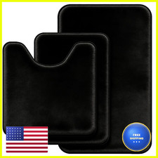 Run Helix Black Bathroom Rug Set Memory Foam Bath Mats 3 Piece Toilet Mats