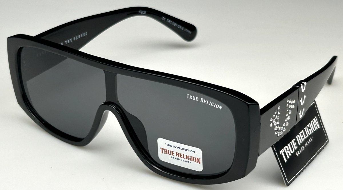 TRUE RELIGION Women's Black Frame Gray Lens Designer Sunglasses