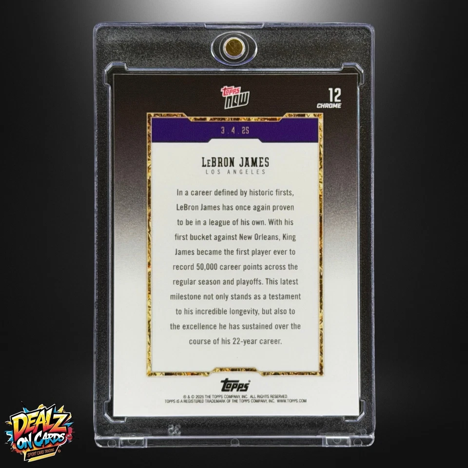 2025 Topps Now LeBron James 50k Points Gold Foil Prizm /50 Case Hit Super Rare! - Image 2 of 3