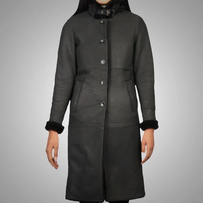 Cuir Jackets Valencia Double-Breasted Black Leather Coat