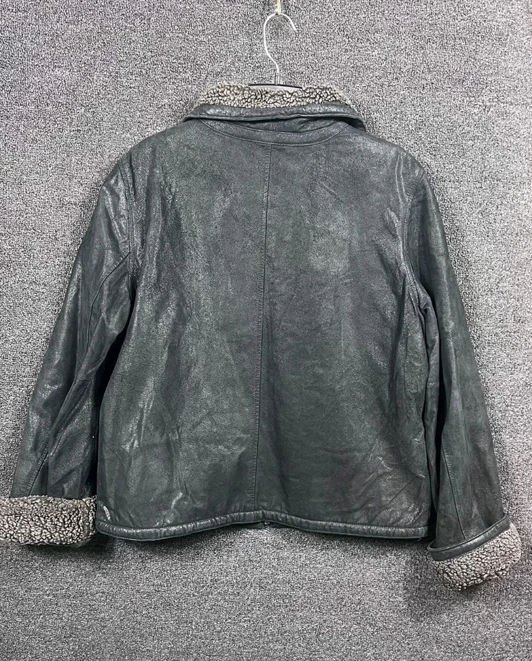 Chaqueta de cuero para moto Hugo Buscati Collection para mujer talla L negra cremallera completa Foto 2 de 4