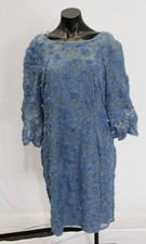 Alex Evenings Women's Floral Applique Cocktail Dress JL3 Blue Size 14 NWT