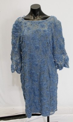 Alex Evenings Women's Floral Applique Cocktail Dress JL3 Blue Size 14 NWT