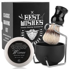 Men's Shaving Brush Set Boar Bristle Hair Shaving Brush, Stainless Steel Shav...