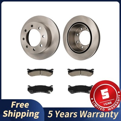 Rear Ceramic Brake Pads & Vented Rotors Kit For 05-10 Chevy Silverado 2500HD