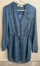 Confetti Clothing Chambray Shirt Dress Sz Medium. Waist Tie, Long Sleeves.