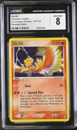Ho-Oh Reverse Holo Rare 2005 Pokémon EX Unseen Forces #27/115 CGC 8 - Stamped