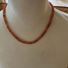 Sterling Silver Gemstone Citrine Beaded Necklace Genuine