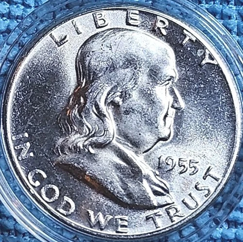 1955-P Franklin Silver Half Dollar ■ Bugs Bunny ■ Full Bell Lines ■ GEM/BU MS+++