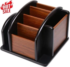 New Revolving Caddy Remote Control Organizer Wooden Storage Holder Box TV Stand