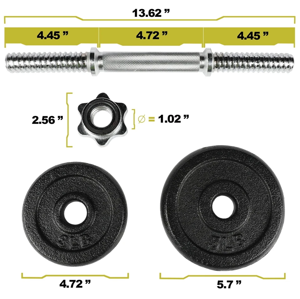 40lb Adjustable Dumbbell Set Weightlifting and Strength Training Chrome & Black - Image 2 of 4