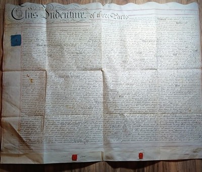 1817 Vellum 32'' x 24'' Mortgage Francis Elmsall Spinster Abraham Hemingway Etc