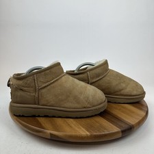 Womens Ugg Classic Ultra Mini Tan Shearling Lined Comfort Boots Size 7 M GUC