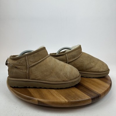 Womens Ugg Classic Ultra Mini Tan Shearling Lined Comfort Boots Size 7 M GUC