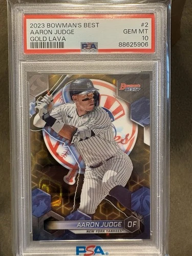 2023 Bowman's Best Aaron Judge #2 Gold Lava Refractor PSA 10 /75 Yankees