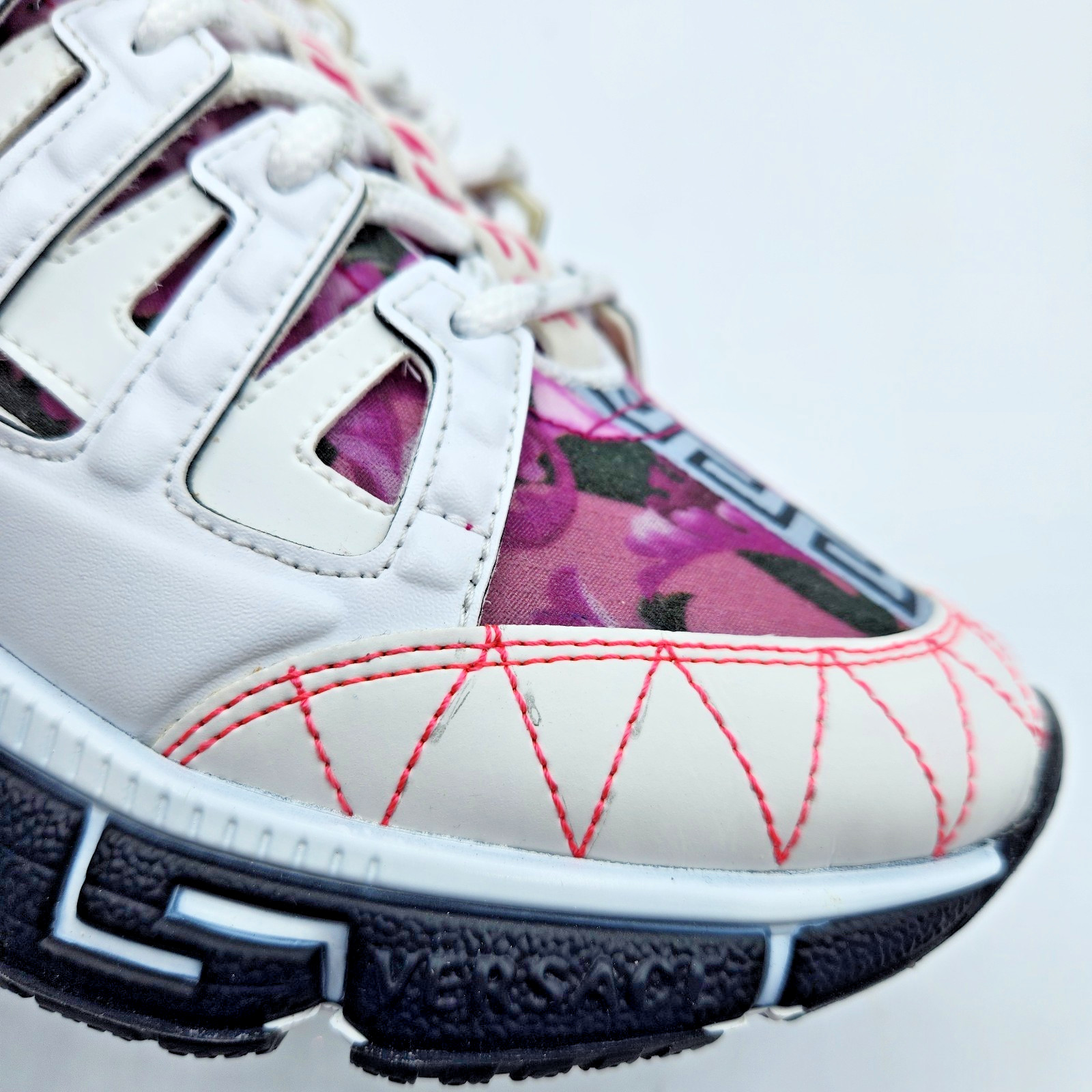 Versace Trigreca Women's White Pale Pink Leather Sneakers EU37.5 US7.5 thumbnail 12