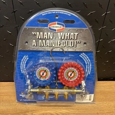 A/C MANIFOLD GAUGES UNIWELD BRASS BODY FOR R410A R22 R404A and 5' Hoses.