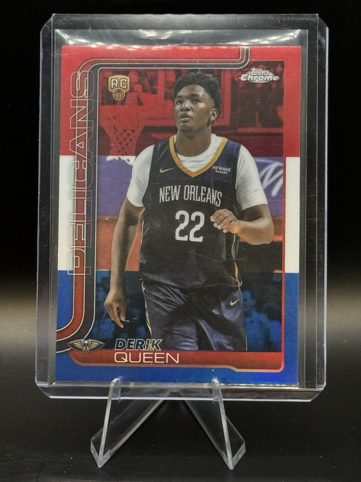 2025-26 Topps Chrome Derik Queen #263 RC Rookie Refractors Red, White, and Blue