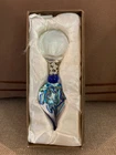 Vintage Murano Blown Glass Handle w/ Swirl Blue Ball Magnifying Glass Loupe Box