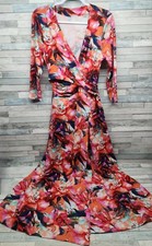 Soft Surroundings Small Le Jardin Wrap Dress Crimson Floral Maxi Dress V-Neck