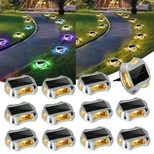 12-Pack Solar Deck Lights, 9 RGB Colors, 30h Battery Life, 3 Modes, IP67 Wate...