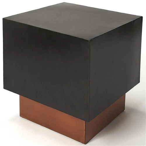 Butler Specialty 18" Square Metal Accent End Table In Black And Copper - Picture 1 of 5