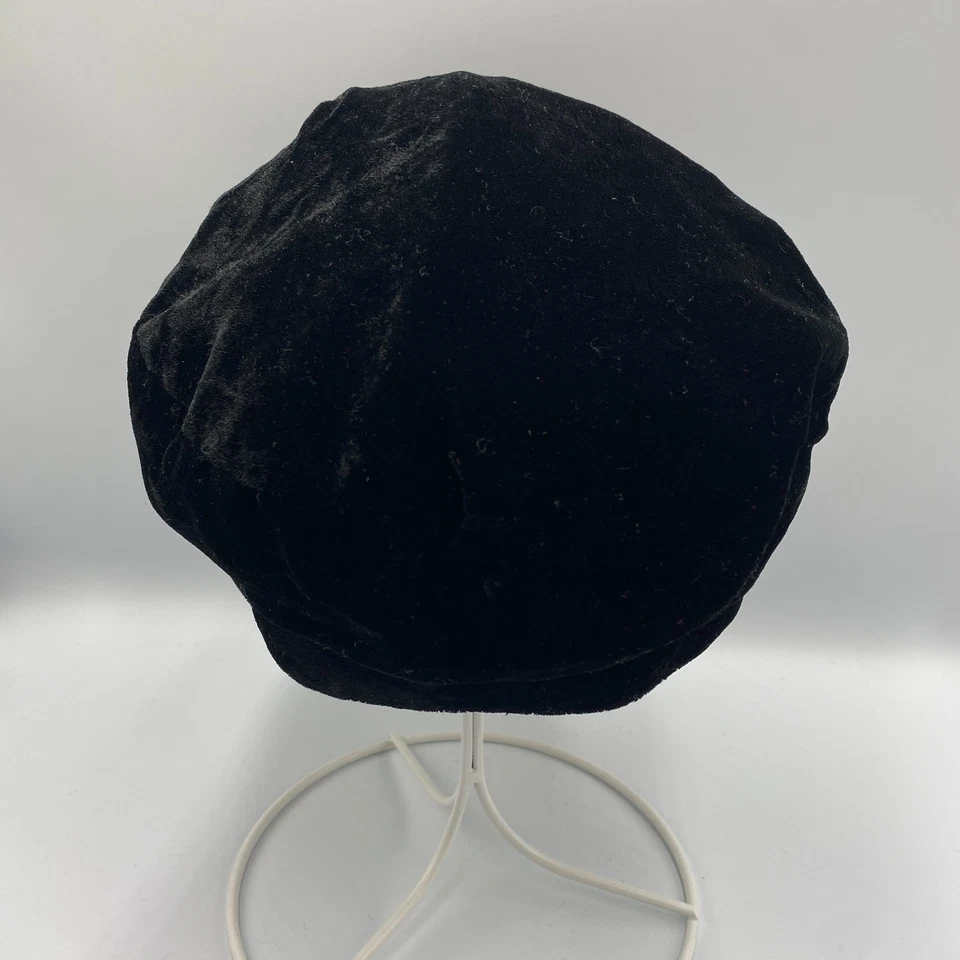 Women's Cabbie Newsboy Velveteen Cap Hat Black - Image 3 of 4