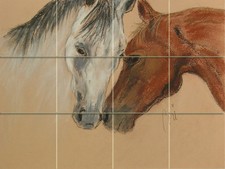 Art Horses Mural Ceramic Backsplash Bath Tile 1618