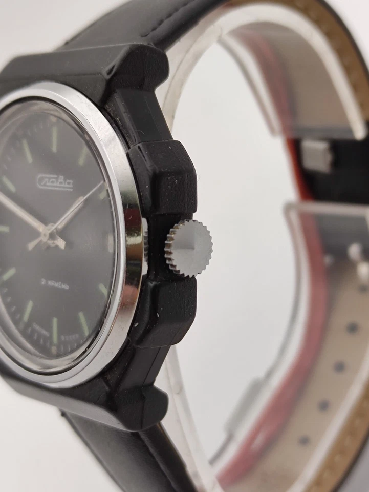 Soviet Vintage Watch Slava 21j  Case Plastic Mechanical USSR Men's Wristwatch - Image 4 of 4