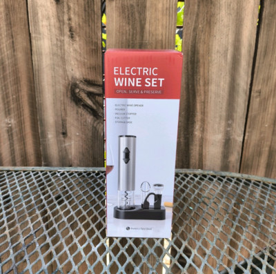 CIRCLE JOY Battery Operated Electric Wine Bottle Opener Corkscrew Gift Set New