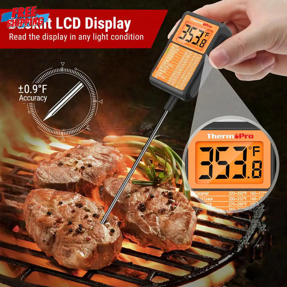 Waterproof Digital Candy Thermometer with Pot Clip, 8" Long Probe