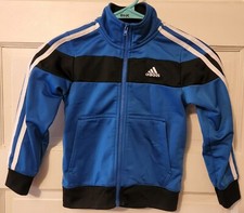 Adidas Jacket Children s Zip Up Jacket Size 4 - Blue With White Stripes