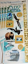 6 Alaska Scrapbook Sticker Sheets State Parks, Moose, Whale, Cruise, Bear, Craft