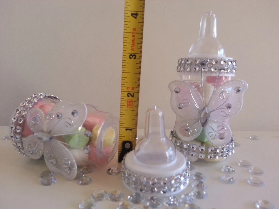 12 White Fillable Butterfly Bottles Baby Shower Favors Prizes Girl Decorations - Image 4 of 4