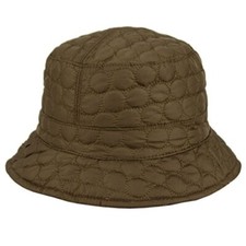 Foldable Water Repellent Quilted Rain Hat w/Adjustable One Size, Olive