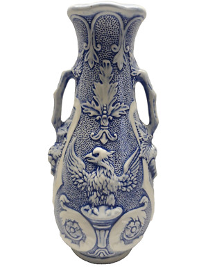 Deutschland VASE Eagle Crest Double Handled Porcelain Patriotic 3D Raised Vtg.