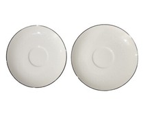 Two (2) Noritake Montblanc Ivory Saucers with white Flowers Silver Trim #7527