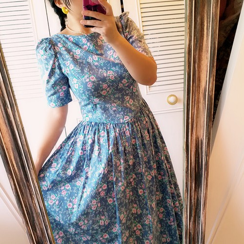 LAURA Ashley blue rose garden tea dress 