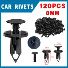 120PCS 8mm Bumper Clips Retainer Auto Car Plastic Rivets Fastener Fender Push