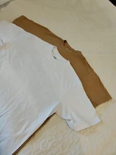 2 Shaka Wear Super Max Heavy Duty T-shirts Medium Cotton White Tan Short Sleeve