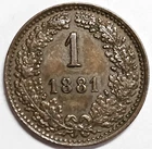 Austrian Empire 1881 One Kreuzer Franz Joseph I KM# 2186 EF Free Shipping