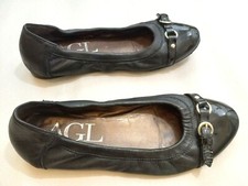 AGL Attilio Giusti Leombruni Women's Black Leather Ballet Flats Size 38 US 8
